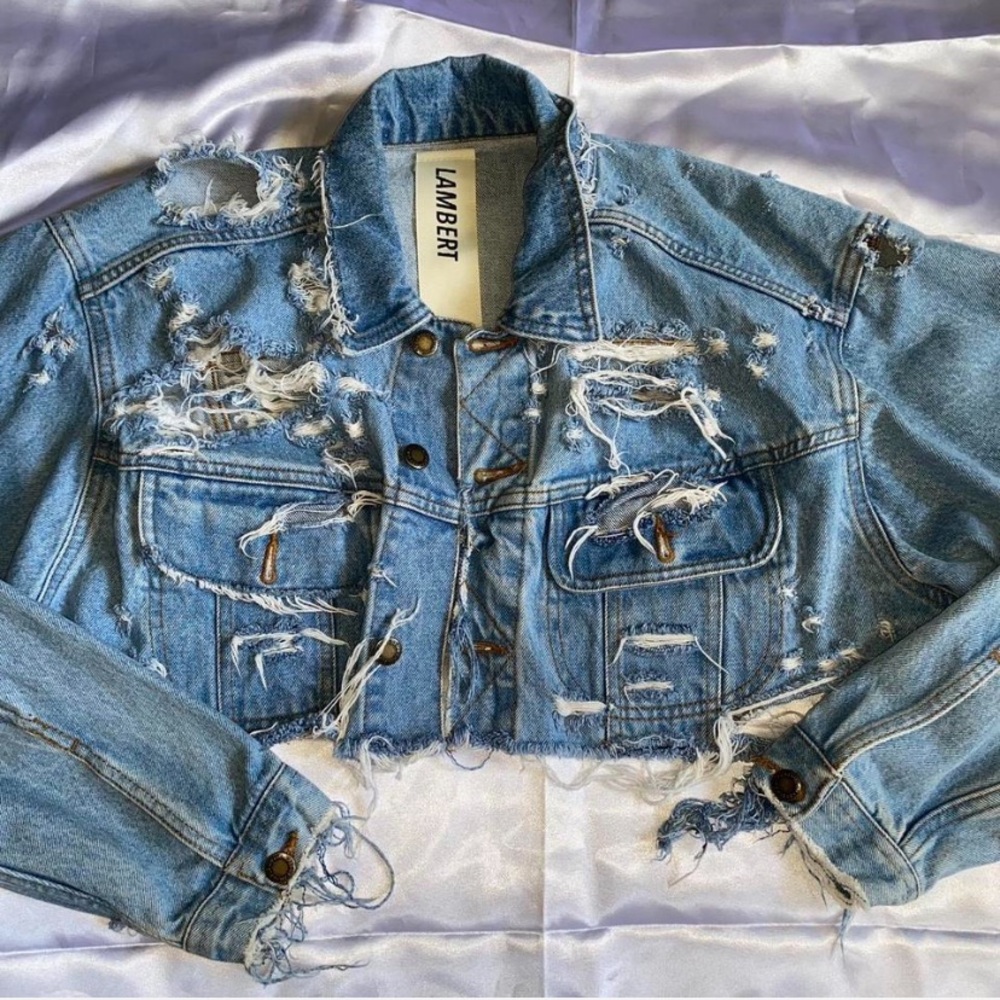 Lambert Losani Distressed Denim Cropped jacket with rips